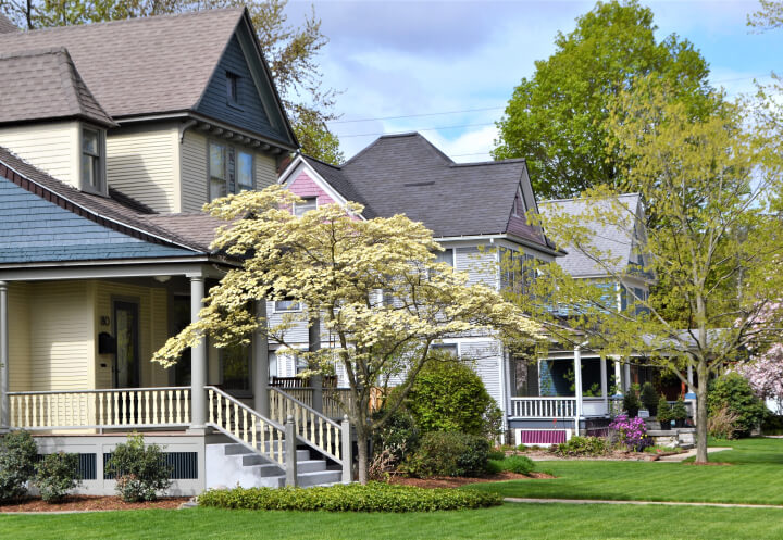 Victorian Style Homes With Front Porches at Assisted Living Facility