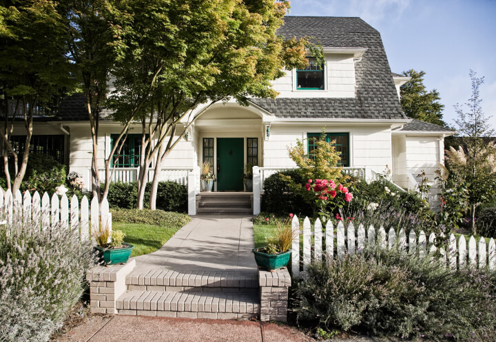 White Senior Apartment With Picket Fence at Independent Living Facility White Senior Apartment With Picket Fence at Independent Living Facility