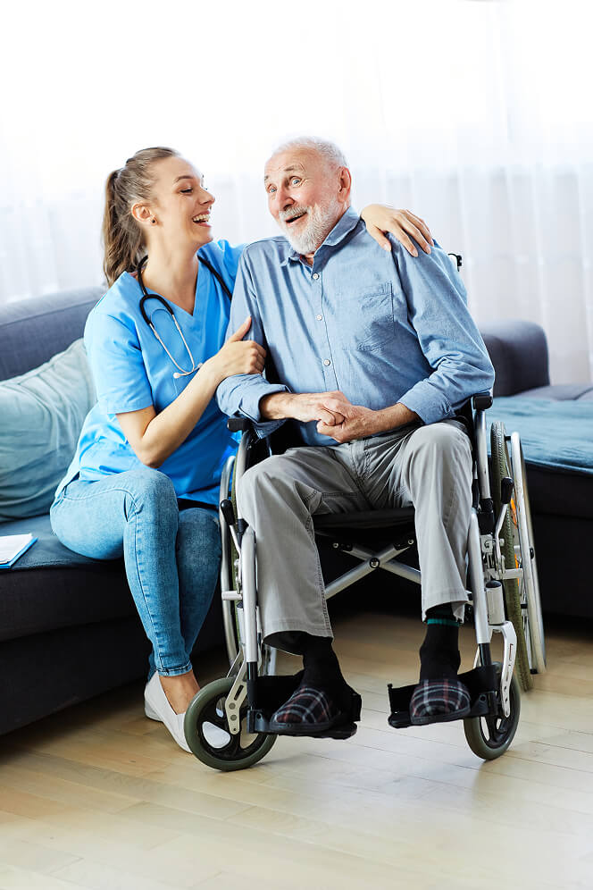 Nurse Comforting Elderly Woman at Nursing Home Colleyville
